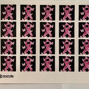 Pink Breast Cancer Awareness Ribbon Sticker  Sheet